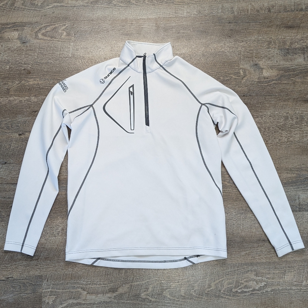 Sunice Allendale Men's White Long Sleeve Quarter Zip Athletic Shirt